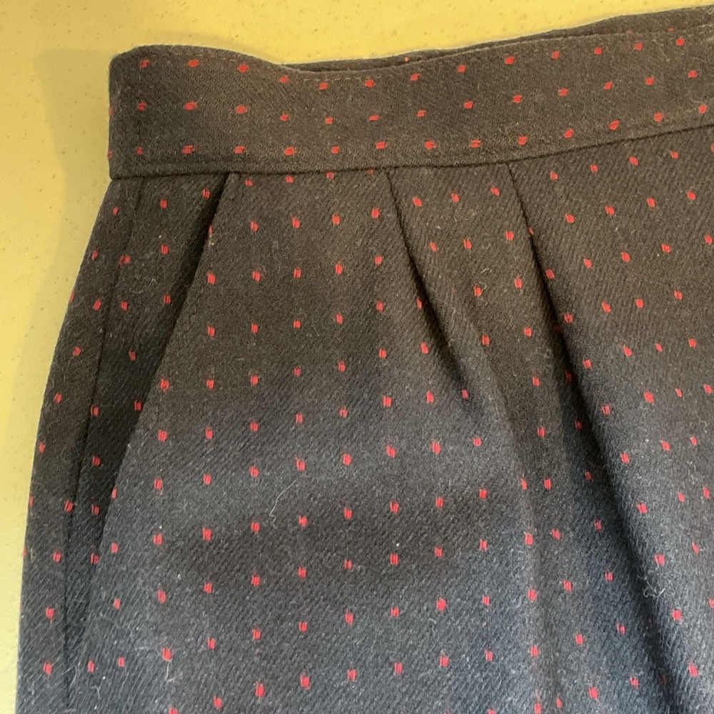 Vintage Pendleton Wool Aline Skirt Size 14 Pockets Blue W/red Dots 70's/80's USA - Picture 4 of 14